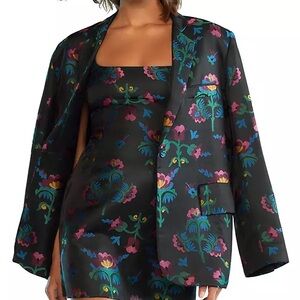 Cynthia Rowley Women’s Floral Jacquard Oversized Jacket Size M in Black Multi